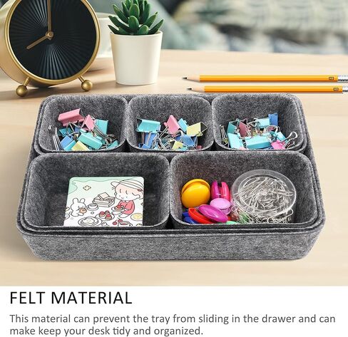 Felt Drawer Organizer Tray, 8 Pack Shallow Desk Drawer Organizer, Save Desk Space Dividers Box for Office Gadgets and Jewelry Storage (Gray) in Kuwait
