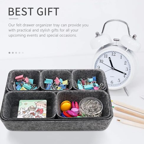 Felt Drawer Organizer Tray, 8 Pack Shallow Desk Drawer Organizer, Save Desk Space Dividers Box for Office Gadgets and Jewelry Storage (Gray) in Kuwait