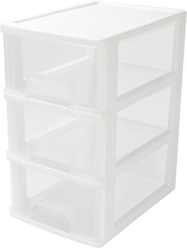 Desktop 3 Drawer Organzier, Pink Plastic Small Drawer Organizer, Desktop Organizer for Office Home and Bathroom in Kuwait