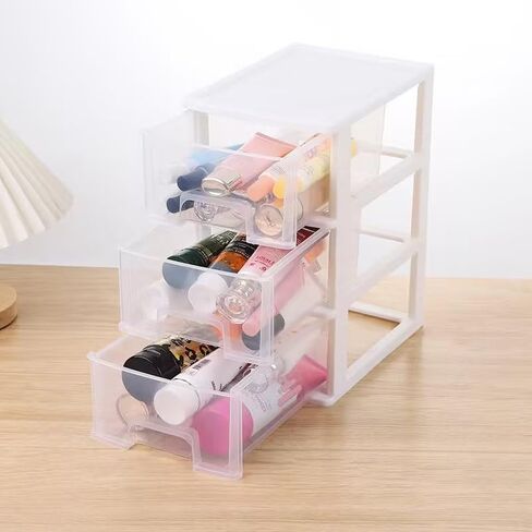 Desktop 3 Drawer Organzier, Pink Plastic Small Drawer Organizer, Desktop Organizer for Office Home and Bathroom in Kuwait
