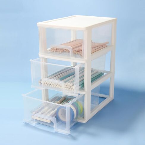 Desktop 3 Drawer Organzier, Pink Plastic Small Drawer Organizer, Desktop Organizer for Office Home and Bathroom in Kuwait