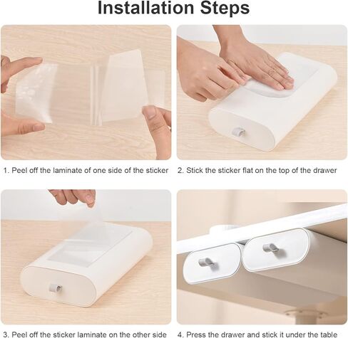 YOOUSOO كبير تحت درج المكتب، 2 عبوة ذاتية اللصق منظم تخزين تحت المكتب، درج مكتب مخفي منزلق للخارج، حامل أقلام قابل للتركيب للمكتب والمنزل والمطبخ in Kuwait