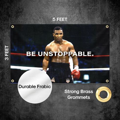 Be Unstoppable Mike Gym Motivational Banner Flag 3x5 FT Fitness, Workout, and Exercise Inspiration, Indoor or Outdoor Wall Hanging College Dorm Art and Home Decor, Weather and Fade Resistant in Saudi Arabia