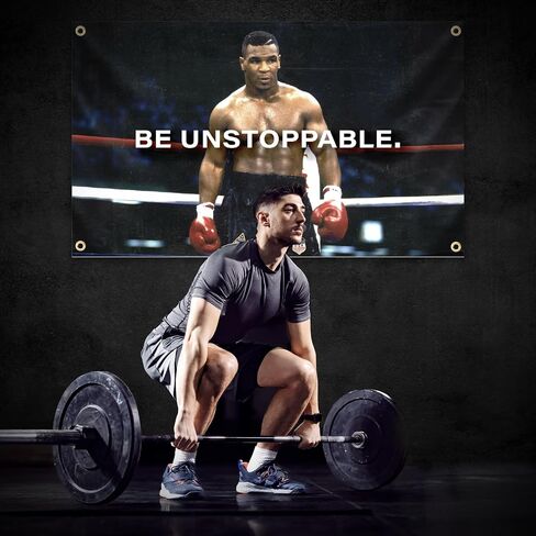 Be Unstoppable Mike Gym Motivational Banner Flag 3x5 FT Fitness, Workout, and Exercise Inspiration, Indoor or Outdoor Wall Hanging College Dorm Art and Home Decor, Weather and Fade Resistant in Saudi Arabia