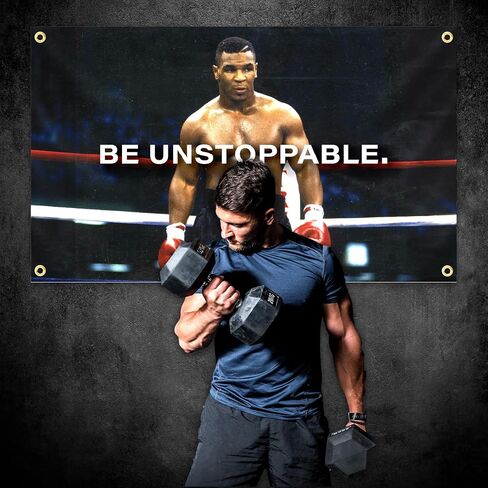 Be Unstoppable Mike Gym Motivational Banner Flag 3x5 FT Fitness, Workout, and Exercise Inspiration, Indoor or Outdoor Wall Hanging College Dorm Art and Home Decor, Weather and Fade Resistant in Saudi Arabia