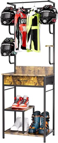 Motorcycle Helmet Holder,Large Standing Helmet Holder,with Drawer Motorcycle Helmet Rack,Helmet Rack is Suitable for Storing Motorcycle Accessories,Helmet Stand 22.04" Lx15.74 Wx66.92 H in Kuwait