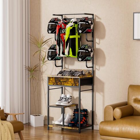 Motorcycle Helmet Holder,Large Standing Helmet Holder,with Drawer Motorcycle Helmet Rack,Helmet Rack is Suitable for Storing Motorcycle Accessories,Helmet Stand 22.04" Lx15.74 Wx66.92 H in Kuwait
