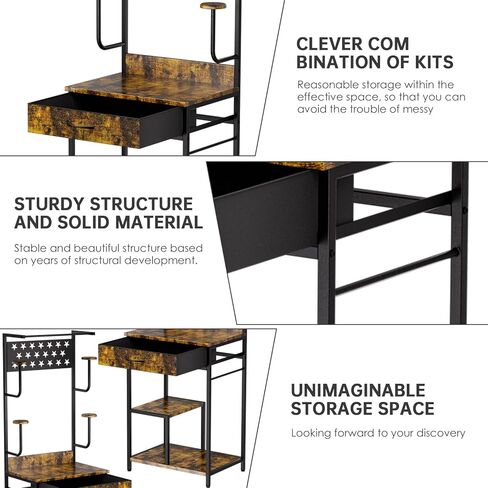 Motorcycle Helmet Holder,Large Standing Helmet Holder,with Drawer Motorcycle Helmet Rack,Helmet Rack is Suitable for Storing Motorcycle Accessories,Helmet Stand 22.04" Lx15.74 Wx66.92 H in Kuwait