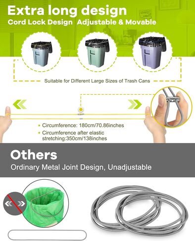 Garbage Can Bands Cord Lord Design Adjustable Large Trash Can Rubber Bands Fits 8-33 Gallon Trash Cans Multifunction Bands Litter Box Bands for Kitchen Tables Picnic Party in Saudi Arabia