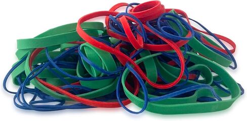 Upgrade Office Supply UPG22754APK2 Rubber Bands, Size #54 (Assorted Sizes), 4 oz. Bags (2 Pack) Bag, Red, Blue, and Green, Made in USA in Saudi Arabia