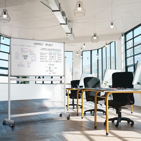 Large Rolling White Board, 48x32 in White Board on Wheels, maxtek Double-Sided Magnetic Mobile Whiteboard with Stand School Supplies for Classroom Office and Home, Sliver in Saudi Arabia