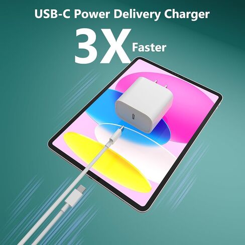 Fast USB C Charger for iPad Pro, 20W Fast iPad Charger Block with 6FT USB C to USB C Cable for iPad Pro 12.9/11 inch(2022/2021/2020),Air 5th/4th,Mini 6th,10th,iPhone 15,15 Plus,15 Pro,15 Pro Max in Kuwait