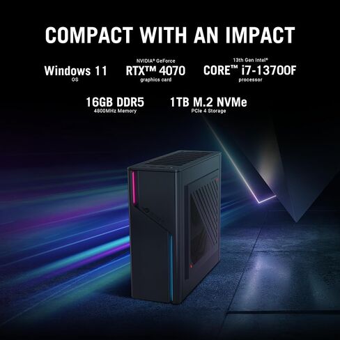 كمبيوتر مكتبي للألعاب ASUS 2023 ROG G22CH DB776، عامل صغير الحجم، Intel Core i7-13700F، NVIDIA GeForce RTX 4070 Dual، 1 تيرابايت SSD Gen 4، ذاكرة الوصول العشوائي DDR5 16 جيجابايت، Windows 11، G22CH-DB776، رمادي in Saudi Arabia