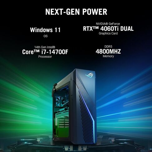 ASUS 2023 ROG G22CH DB776 Gaming Desktop PC, Small Form Factor, Intel Core i7-13700F, NVIDIA GeForce RTX 4070 Dual, 1TB SSD Gen 4, 16GB DDR5 RAM, Windows 11, G22CH-DB776,Gray in Saudi Arabia