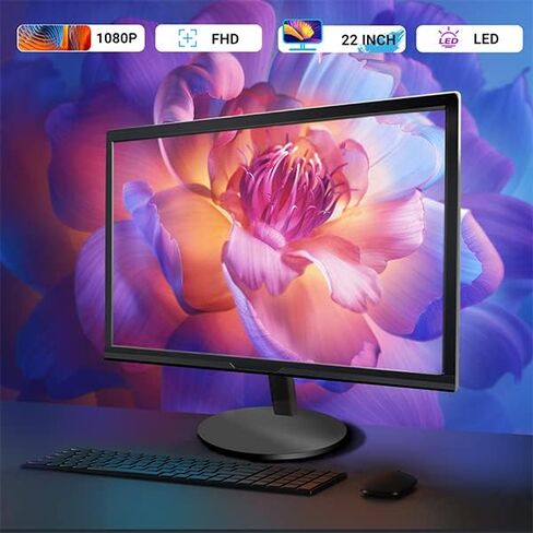 Dell PC Black Treasure Box RGB Desktop Quad Core I5 up to 3.6G, 16G, 512G SSD, WiFi, BT, RGB Keyboard & Mouse, DVD, New 22" 1080P FHD LED, RGB Sound Bar, Webcam, Win 11 Pro (Renewed) in Kuwait