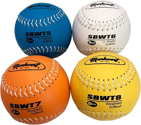 Markwort 12" Weighted Training Softball Set Leather Cover - Set of 4 Balls in Saudi Arabia