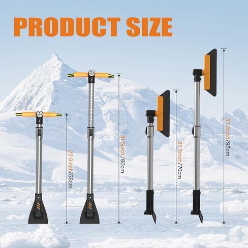 37.4'' Ice Scraper and 12 Gear Extendable Snow Brush for Car Windshield with 360° Pivoting Brush Head for Car Auto Truck SUV in Saudi Arabia