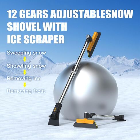 37.4'' Ice Scraper and 12 Gear Extendable Snow Brush for Car Windshield with 360° Pivoting Brush Head for Car Auto Truck SUV in Saudi Arabia