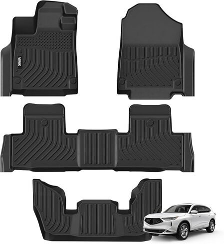 Floor Mats for Acura MDX 2024 2023 2022, All Weather Protection Custom Car Mats Full Set 1st/2nd/3rd Row, Automotive Floor Liners TPE Black Odorless Waterproof in Kuwait