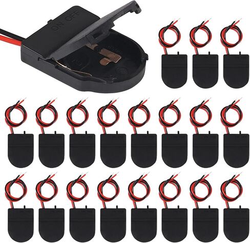 20pcs Button Battery Holder Coin Cell Battery Holder with Switch 1X CR2032 Battery Holder Battery Storage Boxes Cover with Leads On ON-Off Switch Socket Container CR2032 3V-Black in Saudi Arabia