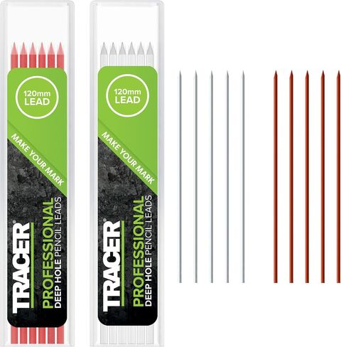 Tracer Deep Hole Pencil Alternative Leads Set - 12 x 2.8mm High-Visibility Coloured Leads for the Pencil. 6 x Red, 6 x White. 12 x Pencil refills. in Saudi Arabia