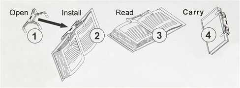 حامل صفحات الكتب المحمول للقراءة بدون استخدام اليدين في السرير، أثناء التنقل، على جهاز المشي ودراجة التمرين - يعمل على الأغلفة الصلبة، والأغلفة الورقية، والمجلات، والقصص المصورة، والفنون، والبيانو، وكتب الوصفات in Kuwait
