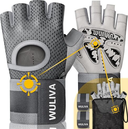 Detachable Workout Gloves for Men and Women, Weight Lifting Gloves with Flexible Wrist Strap, Excellent Grip, Full Protection for Gym Exercise and Training in Saudi Arabia