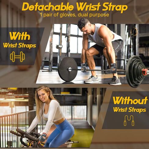 Detachable Workout Gloves for Men and Women, Weight Lifting Gloves with Flexible Wrist Strap, Excellent Grip, Full Protection for Gym Exercise and Training in Saudi Arabia