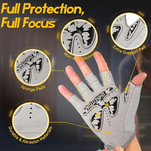 Detachable Workout Gloves for Men and Women, Weight Lifting Gloves with Flexible Wrist Strap, Excellent Grip, Full Protection for Gym Exercise and Training in Saudi Arabia
