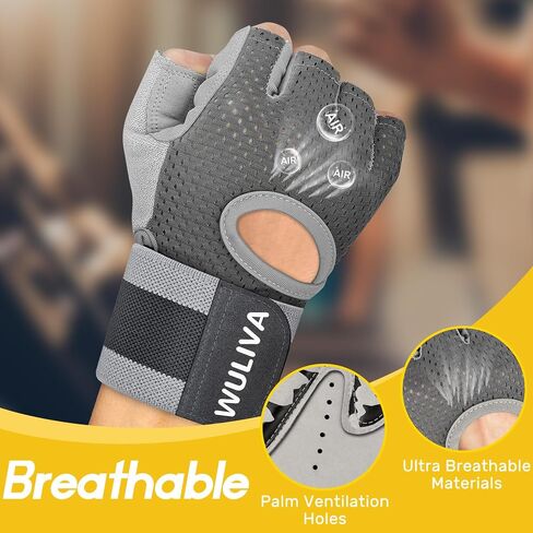 Detachable Workout Gloves for Men and Women, Weight Lifting Gloves with Flexible Wrist Strap, Excellent Grip, Full Protection for Gym Exercise and Training in Saudi Arabia