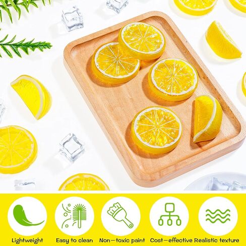 42 Pieces Acrylic Fake Lemon Slices Ice Cubes Artificial Plastic Lemon Slice Set Blocks Simulation Lemon Block Double Side Decorative Fake Fruit Model for Party Wedding Kitchen Decoration Photo Props in Saudi Arabia