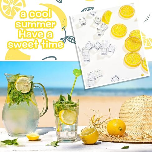 42 Pieces Acrylic Fake Lemon Slices Ice Cubes Artificial Plastic Lemon Slice Set Blocks Simulation Lemon Block Double Side Decorative Fake Fruit Model for Party Wedding Kitchen Decoration Photo Props in Saudi Arabia
