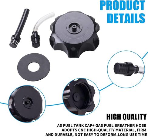 JINGKE CNC Aluminum Gas Fuel Tank Cap with Breather Valve for 50cc 70cc 90cc 110cc 125cc 140cc 150cc 160cc Pit Dirt Motor Bike Dirt Bike ATV Taotao SSR Roketa (BLACK)… in Saudi Arabia