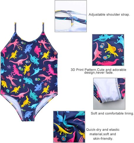 ملابس سباحة للفتيات من PASHOP قطعة واحدة للأطفال من عمر 4 إلى 8 سنوات، ملابس سباحة للفتيات الصغيرات مع حزام قابل للتعديل in Kuwait