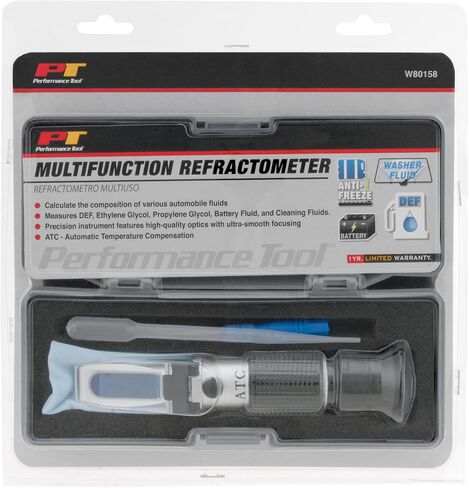 Performance Tool W80158 Multifunction Refractometer - Brix Scale, Measures DEF, Ethylene Glycol, Propylene Glycol, Battery Fluid, Anti-Freeze, Brewing Beer, Making Wine and More in Saudi Arabia
