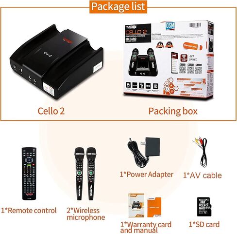 تتميز آلة الكاريوكي Platinum Cello2 بميكروفونين لاسلكيين، وأكثر من 23 ألف أغنية: 7 آلاف أغنية تاغالوغية فلبينية + 4 آلاف أغنية هندية + 12 ألف أغنية إنجليزية وفيديو رقمي وتسجيل الأغاني ودعم التطبيقات in Saudi Arabia