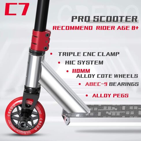 سكوتر احترافي - سكوتر حيلة - مصمم للأولاد والبنات، خدعة للمراهقين - سكوتر احترافي للأطفال بعمر 8 سنوات فما فوق ومناسب للراكبين من جميع المستويات in Kuwait