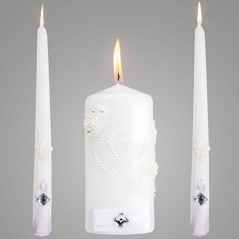 شموع الزفاف الاحتفالية من Unity Candle مدى الحياة - عمود 6 بوصات و10 بوصات مستدقة كبيرة، أفضل مجموعة شموع لحفلات الزفاف - شموع زخرفية كبيرة - velas de boda velas Blancas para boda in Saudi Arabia