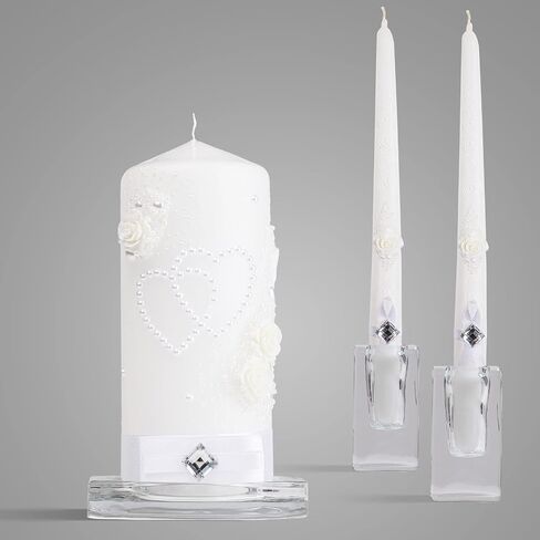 شموع الزفاف الاحتفالية من Unity Candle مدى الحياة - عمود 6 بوصات و10 بوصات مستدقة كبيرة، أفضل مجموعة شموع لحفلات الزفاف - شموع زخرفية كبيرة - velas de boda velas Blancas para boda in Saudi Arabia