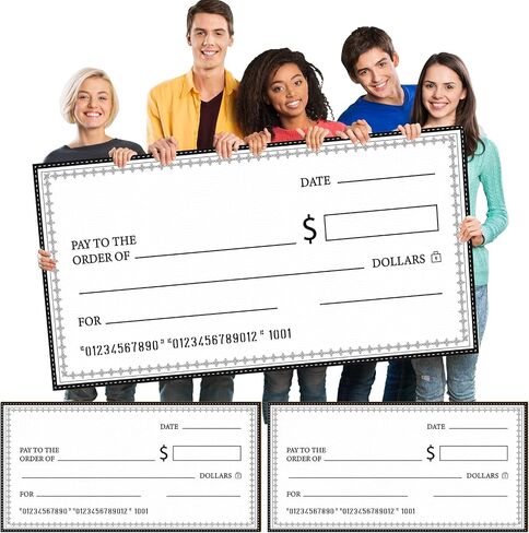 2 Pcs Giant Check 60 x 30 Inches Dry Erase Big Check for Presentation with Dry Erase Marker Reusable Oversized Fake Checks Giant Blank Checks for Donation Prize Award Fundraiser Charity in Saudi Arabia