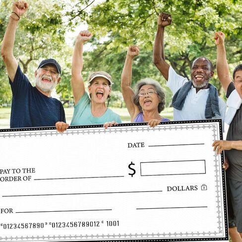 2 Pcs Giant Check 60 x 30 Inches Dry Erase Big Check for Presentation with Dry Erase Marker Reusable Oversized Fake Checks Giant Blank Checks for Donation Prize Award Fundraiser Charity in Saudi Arabia