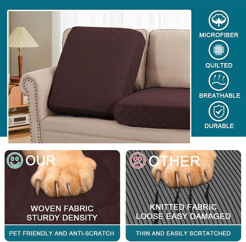 Turquoize Waterproof Couch Cushion Covers Sofa Cushion Covers for 3 Cushion Couch Individual Seat Couch Cover Slipcover Set Craft from Thick Quilted Fabric Seat Covers (3 Pack Seat Cover, Grey) in Saudi Arabia
