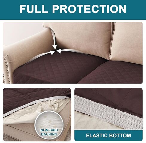 Turquoize Waterproof Couch Cushion Covers Sofa Cushion Covers for 3 Cushion Couch Individual Seat Couch Cover Slipcover Set Craft from Thick Quilted Fabric Seat Covers (3 Pack Seat Cover, Grey) in Saudi Arabia
