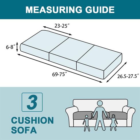 Turquoize Waterproof Couch Cushion Covers Sofa Cushion Covers for 3 Cushion Couch Individual Seat Couch Cover Slipcover Set Craft from Thick Quilted Fabric Seat Covers (3 Pack Seat Cover, Grey) in Saudi Arabia