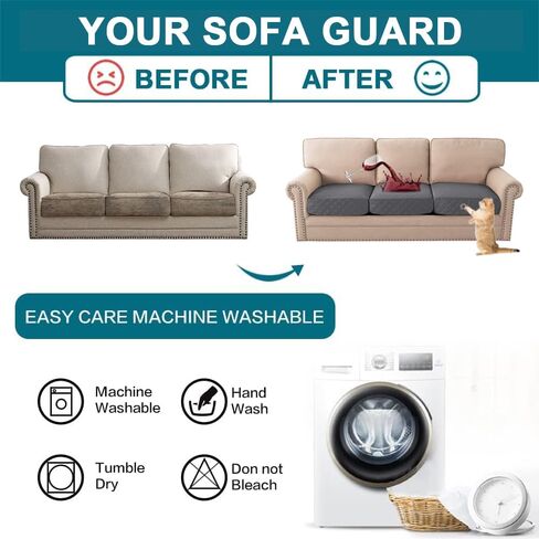 Turquoize Waterproof Couch Cushion Covers Sofa Cushion Covers for 3 Cushion Couch Individual Seat Couch Cover Slipcover Set Craft from Thick Quilted Fabric Seat Covers (3 Pack Seat Cover, Grey) in Saudi Arabia