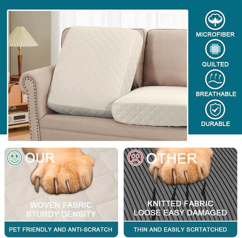 أغطية وسائد الأريكة الفيروزية المقاومة للماء، أغطية وسائد الأريكة لـ 3 وسائد للأريكة وغطاء الأريكة الفردي وغطاء الأريكة مجموعة أغطية مقاعد من القماش السميك المبطن (3 أغطية مقاعد، رمادي) in Kuwait