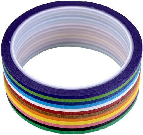 Supla 12 لونًا، 12 لفة من شريط شبكي للسبورة البيضاء، أشرطة تحديد شبكية، 1/8 بوصة عرض × 42 بوصة طول لكل لفة، شريط لاصق ملون وأشرطة رسم بياني للفنانين in Kuwait