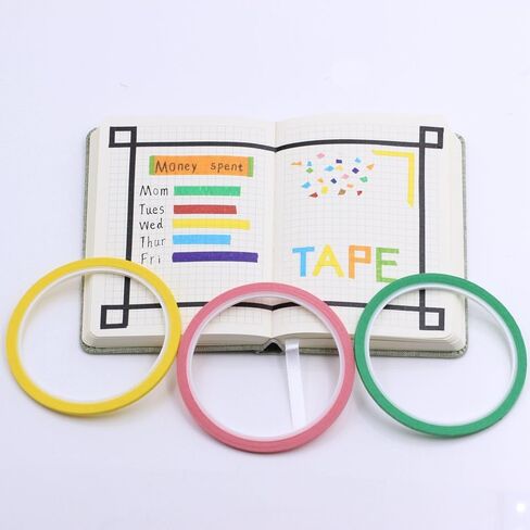 Supla 12 لونًا، 12 لفة من شريط شبكي للسبورة البيضاء، أشرطة تحديد شبكية، 1/8 بوصة عرض × 42 بوصة طول لكل لفة، شريط لاصق ملون وأشرطة رسم بياني للفنانين in Kuwait