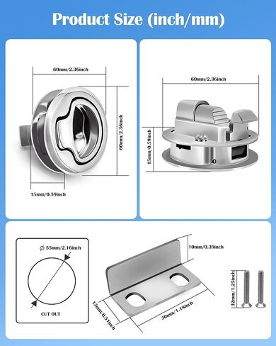 مزلاج سحب دافق مقاس 2 بوصة لخزانة RV والخزانة البحرية، مزلاج سحب مستدير من الفولاذ المقاوم للصدأ 316 لسطح القارب واستبدال أجهزة باب المقصورة in Kuwait
