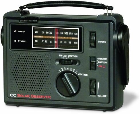 C. Crane CC Solar Observer Wind Up Solar Emergency Crank Radio مع AM وFM وNOAA للطقس، ومصباح LED مدمج وشاحن للهاتف المحمول in Kuwait